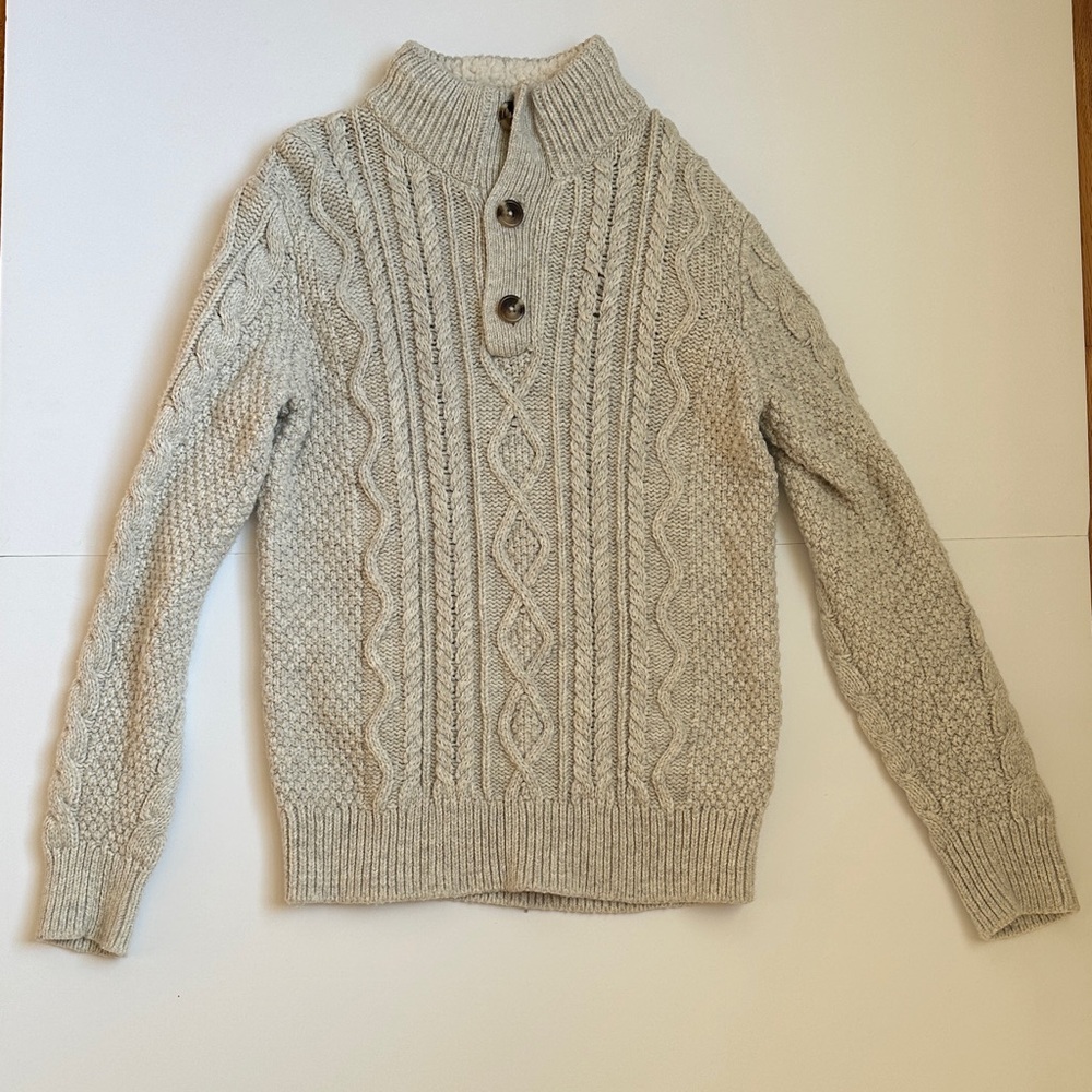 GAP Boy’s Light Gray Cable Knit Turtleneck Sweater
